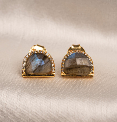 Natural Stone - Labradorite Stud Earrings